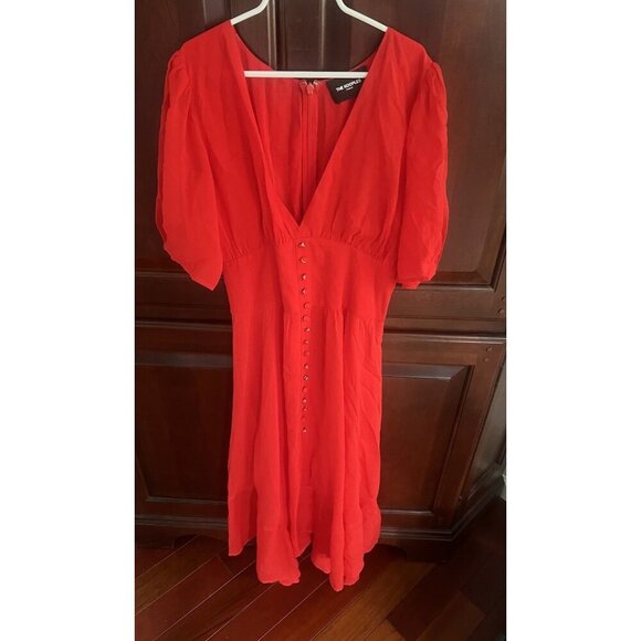 The Kooples Red Long Georgette Midi Dress Size 1 XS - Picture 1 of 8
